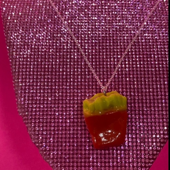 French Fry Sterling Silver 925 Necklace Fries Fast Food Cosplay Jewelry Kawaii - Picture 8 of 10